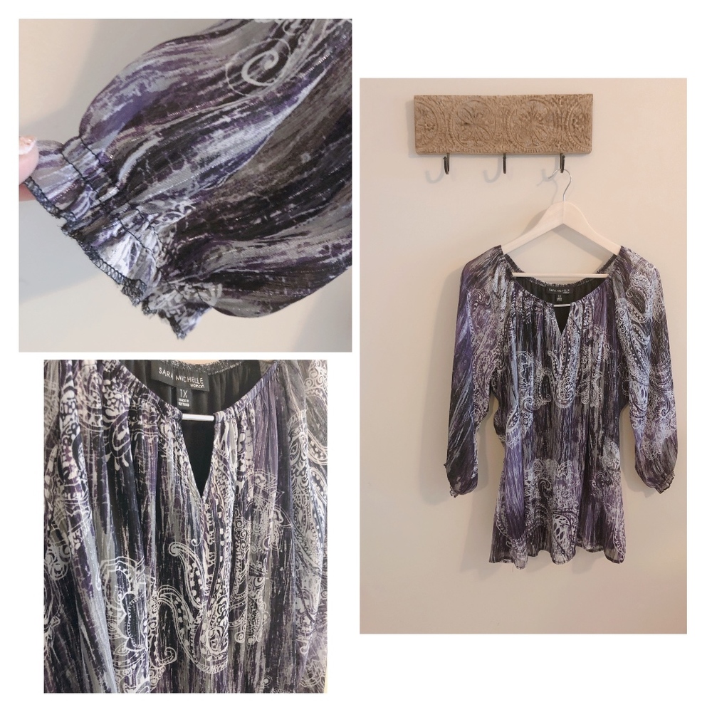 Sara Michelle Woman Keyhole Paisley Blouse